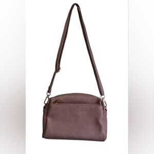 FashionPuzzle Triple Zip Crossbody Bag - Taupe / Gold - Excellent Condition